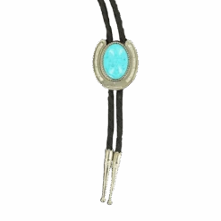 Double S Horseshoe & Turquoise Stone Concho Slide Bolo Tie 22108