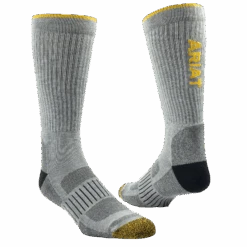 Ariat Men's High Performance Tek 2 Pack Grey Work Socks AR2777-050