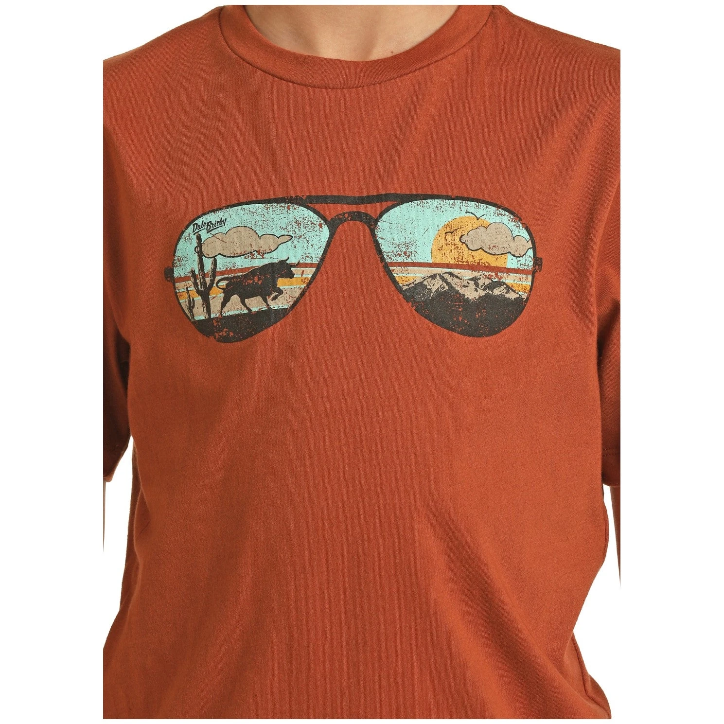 Rock & Roll Cowboy Children's Sunglass Graphic Rust Orange T-Shirt P3T1526 - Image 2