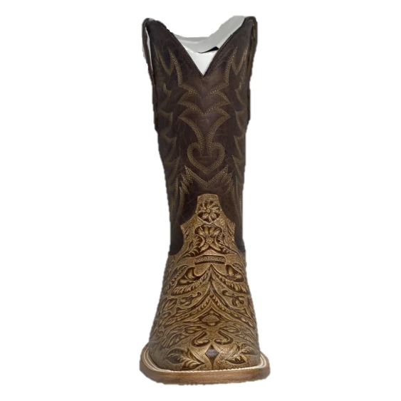 Cowtown® Men's Oryx Hand Floral Tooled Brown Square Toe Boots Q6152 - Image 4