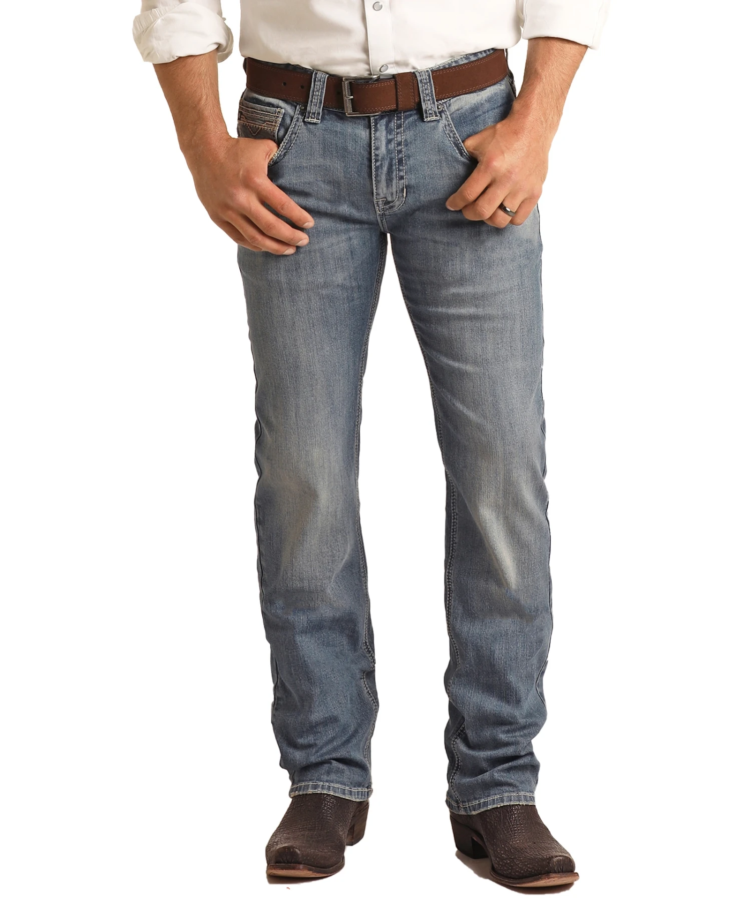 Rock & Roll® Men's Pistol Reflex Ivory Light Wash Straight Leg Jeans RRMDSPRZSL - Image 2