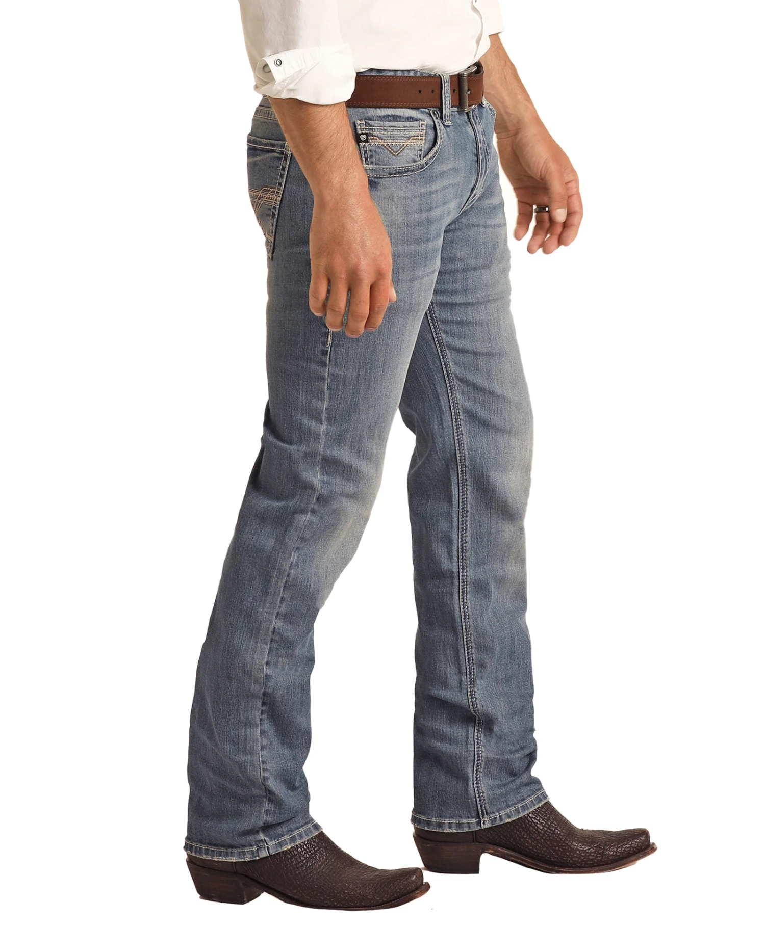 Rock & Roll® Men's Pistol Reflex Ivory Light Wash Straight Leg Jeans RRMDSPRZSL - Image 3