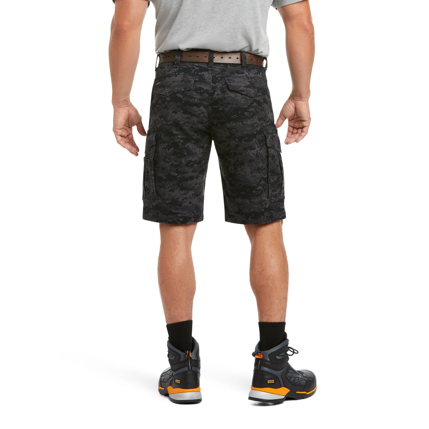 Ariat Mens Rebar Relaxed Durastretch Black Camo Cargo Shorts 10034682 - Image 2