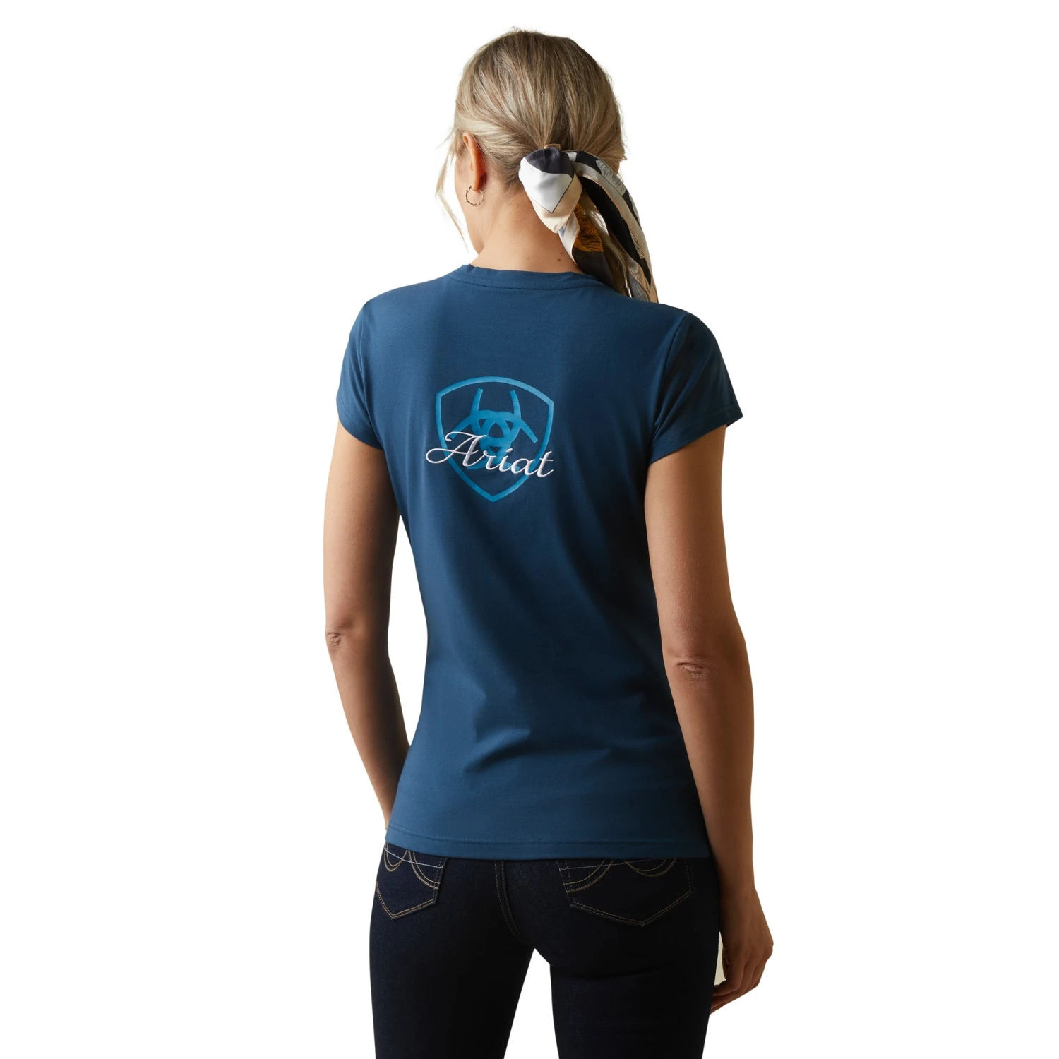 Ariat® Ladies Logo Script Deep Petroleum T-Shirt 10043442 - Image 2