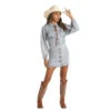 Rock & Roll Cowgirl Ladies Light Wash Long Sleeve Dress WD-3709