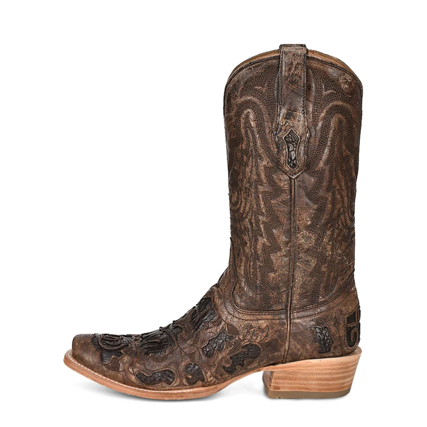 Corral Boots Corral® Men's Brown Exotic Alligator Inlay & Embroidered Western Boots - Image 4