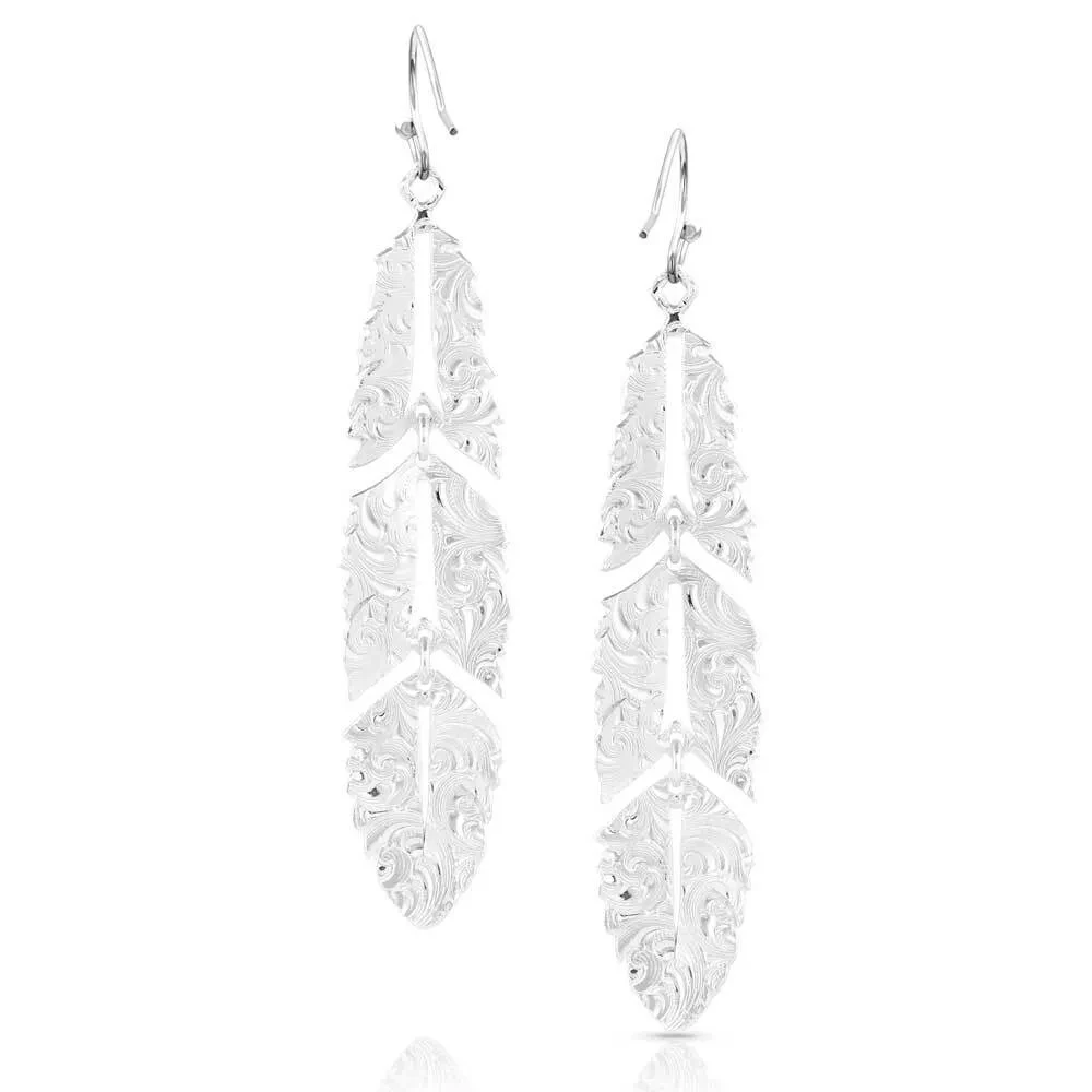 Montana Silversmiths Ladies Freedom Feather Silver Earrings AMER5459 - Image 2