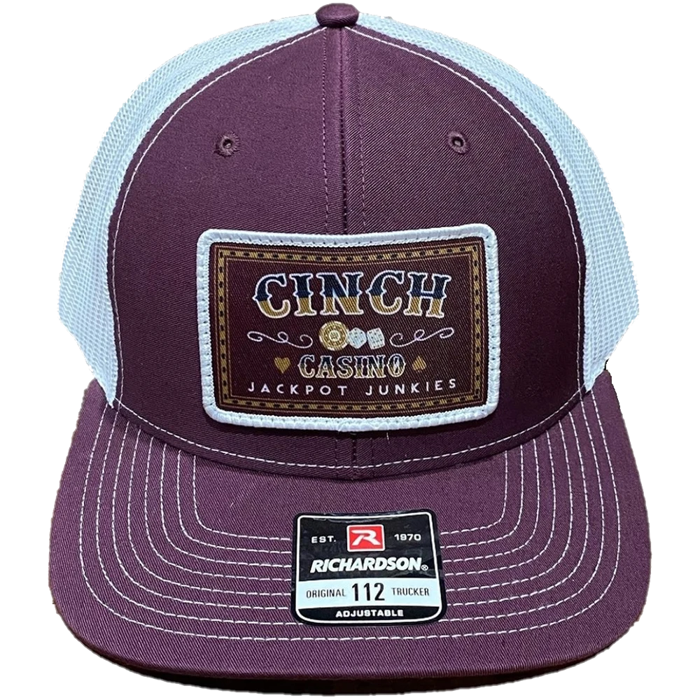 Cinch Men's Burgundy With White Mesh Cap MCC0800014