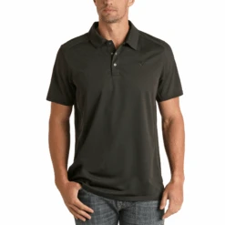 Panhandle® Men's Sunglass Loop Snap Button Black Polo Shirt RRMT51RZMS